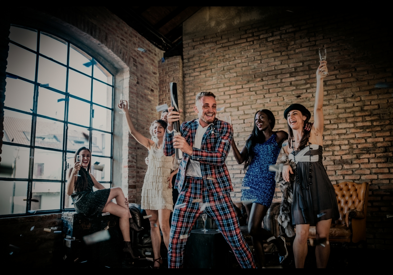 een groep ondernemers wat nummer 1 zijn gewordenn in google en dat vieren ze met confettie kannonnen