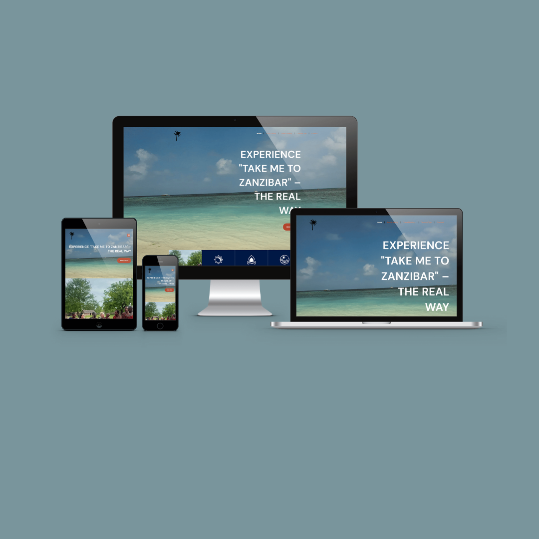 mock up van website take me to zanzibar gemaakt door creatorlinda webdeisgn pakket 2