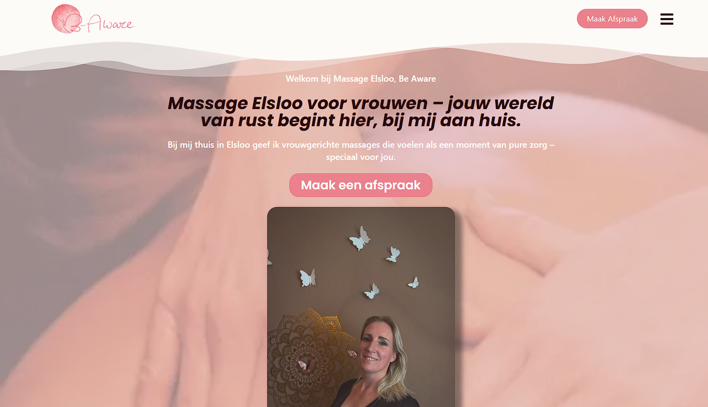 Website massagepraktijk B Aware na oplevering